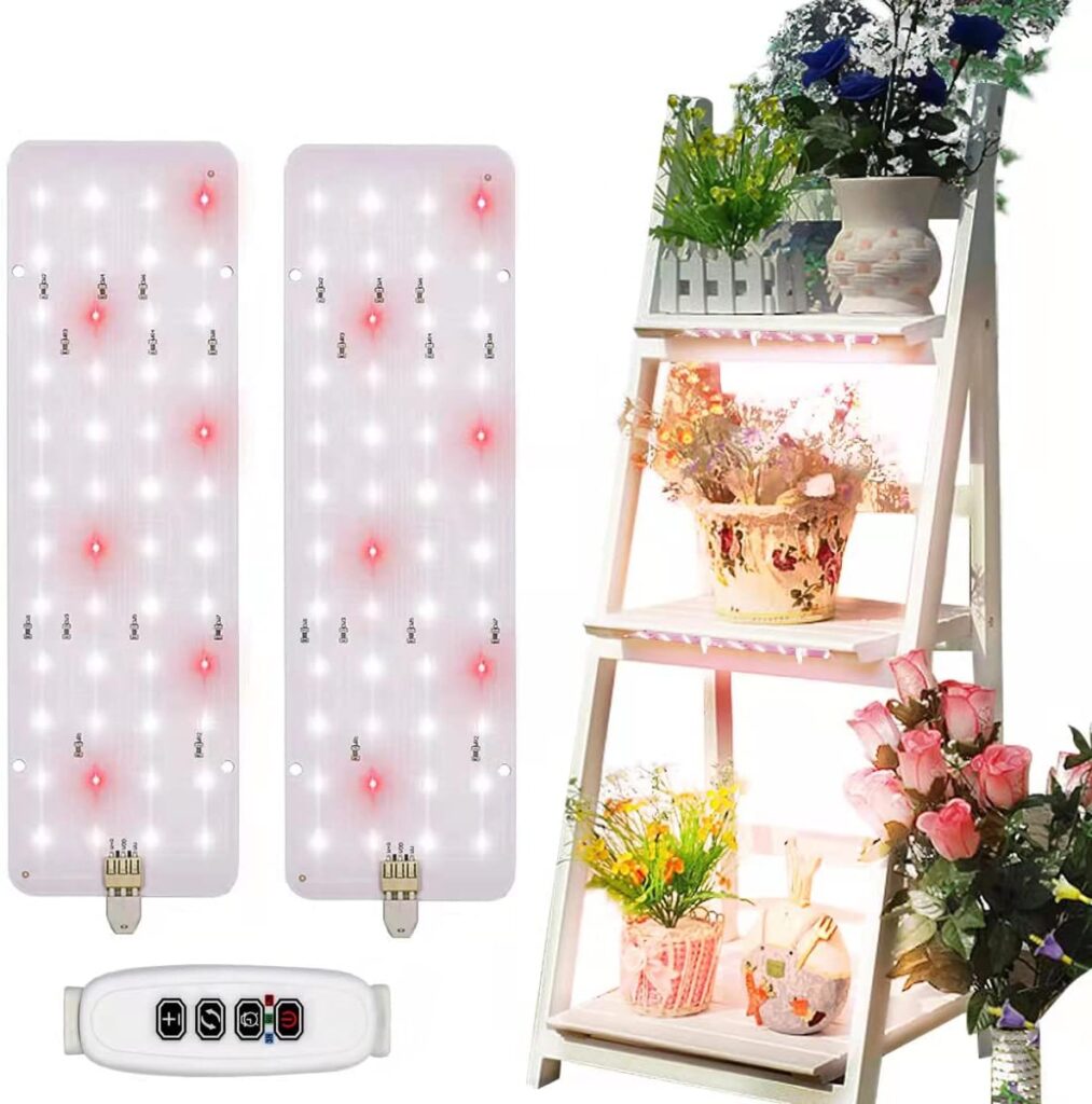 Aceple LED Grow Light Panel Sunlike Full Spectrum(3 Modes), 9-Level Dimmable Under Cabinet Plant Light with Timer for Indoor Plant Stands/Shelf Hydroponic Succulents(2 Ultra Thin Panels)