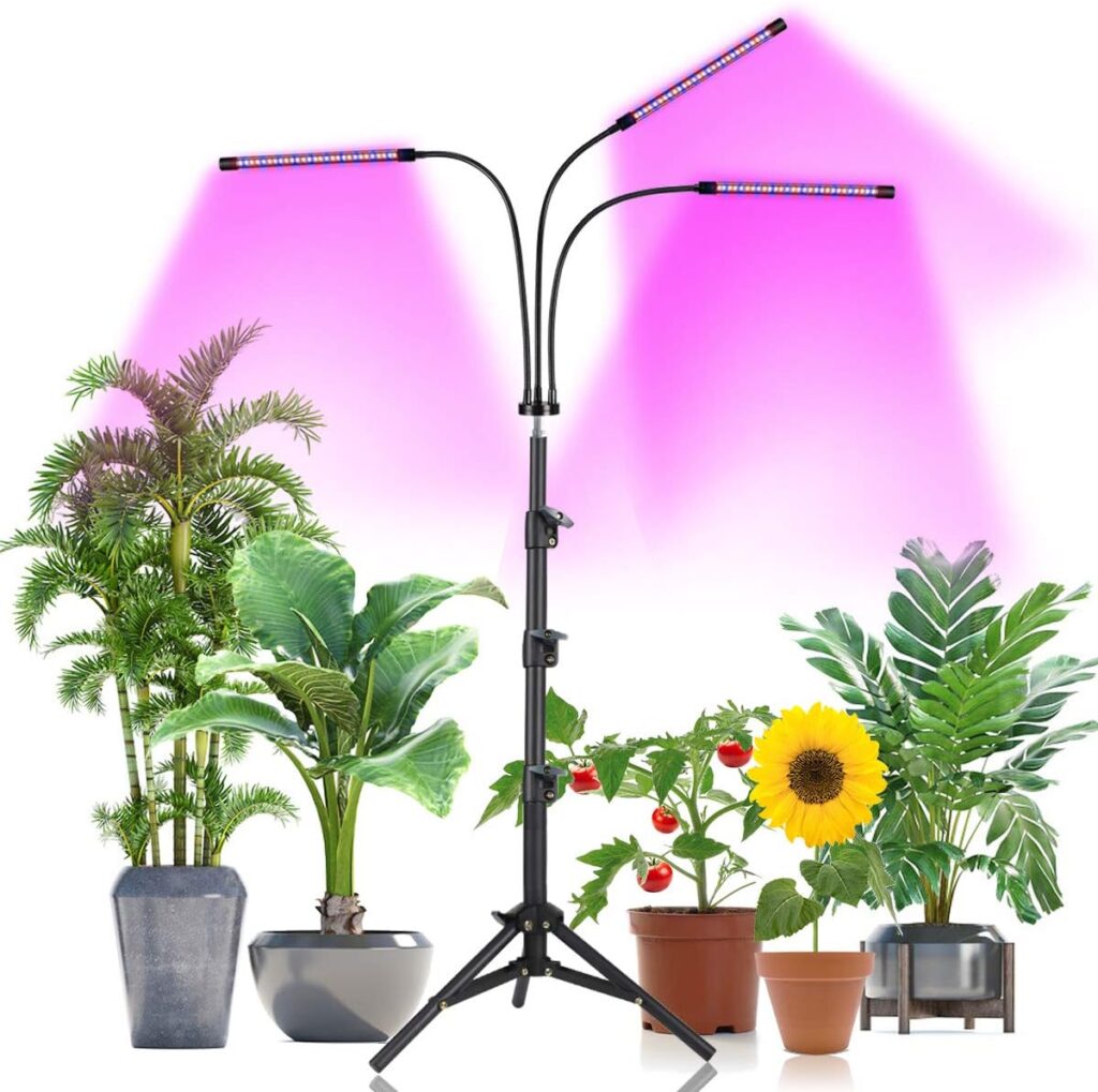 GooingTop Grow Light for Plant Growth, Free Standing Floor Plant Lamp with Red Blue LED for Indoor Plants Growing,3 Light Modes with Timer 3 9 12 Hrs