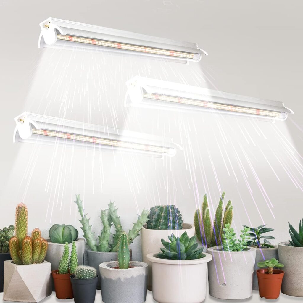 T5 Grow Lights 1.4Ft, 5000K White Full Spectrum LED Plant Growing Lamp Strips for Indoor Plants, Seeds Starting, Succulents, High PPFD with V-Shaped Reflector